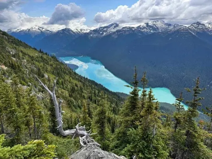 A view of Cheakamus Lake from the mountain trail