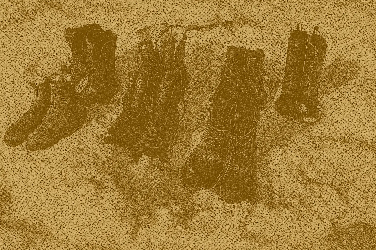 Several pairs of winter boots, including leather and insulated styles, displayed in fresh snow to compare traction and warmth for Canadian winters.