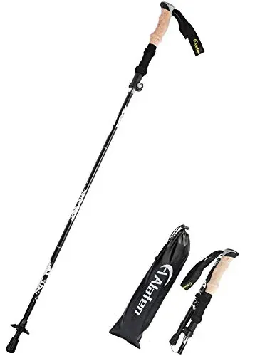 A ALAFEN collapsible trekking pole for hiking, made of 7075 aluminum, adjustable length.
