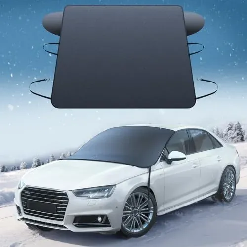 Lamicall windshield cover for ice and snow, featuring waterproof 800D Oxford fabric and strong magnetic fit.