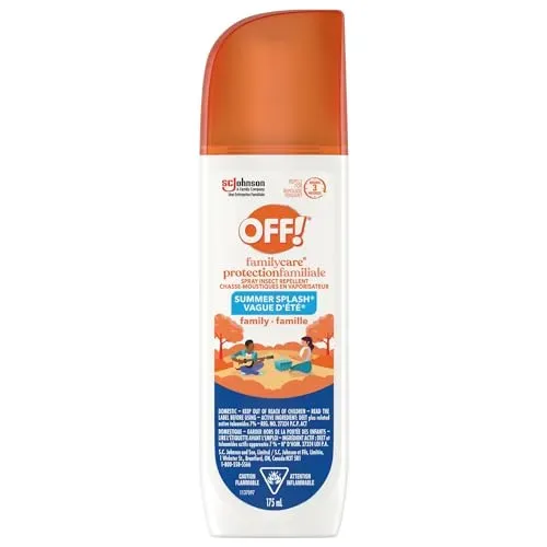 OFF! FamilyCare insect repellent spray with 7% DEET, ideal for outdoor activities.