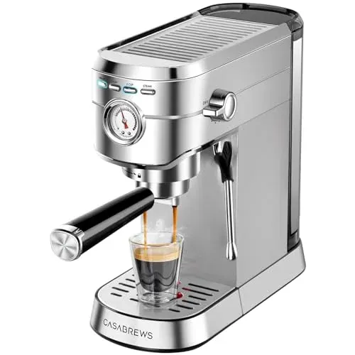 CASABREWS Espresso Machine 20 Bar with milk frother and removable water tank for coffee lovers.