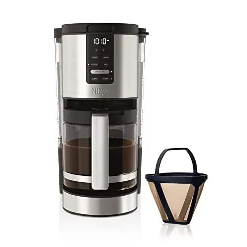 Ninja DCM200C XL 14-cup coffee maker with stainless steel finish and glass carafe