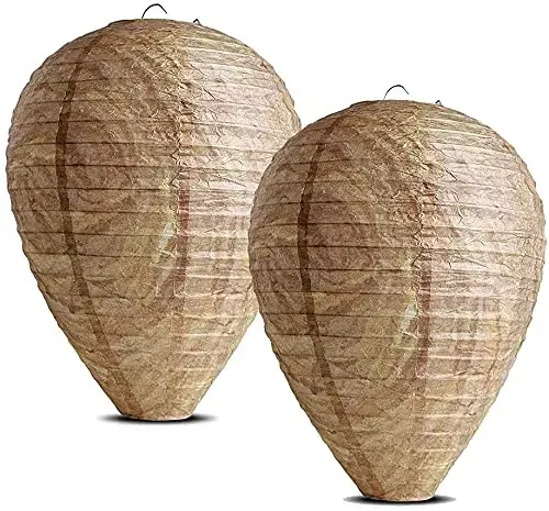 Eco-friendly Wasp Nest Trap decoy, 2-pack, mimics real wasp nests to deter hornets.