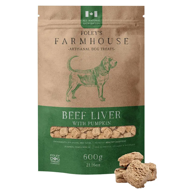 Foley's Farmhouse Beef Liver with Pumpkin dog treats in 600g artisanal package
