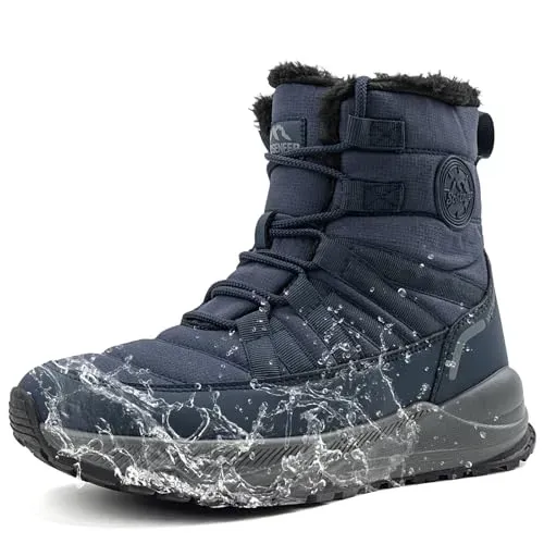 Sosenfer men's extra wide winter boots with waterproof insulation and fur lining for cold weather.