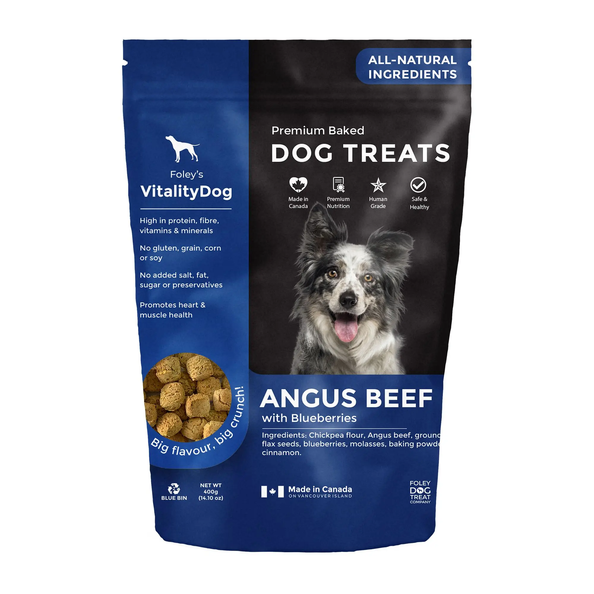 VitalityDog Angus Beef with Blueberries grain-free baked dog treats made in Canada